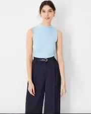 NEW Ann Taylor Sleeveless Mock Neck Top Size: MP Color: Light Blue