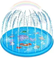Upgraded Sprinkler Pad Water Spray pad Splash Play Mat 170cm Outdoor Water Toys, Outdoor Splash Pad Sprinkler for Kids (Dolphin)