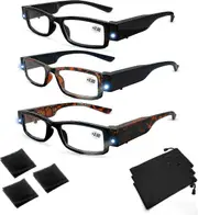 3pcs Bright Led Readers Reading Glasses With Lights In The Frame Fashion Glasses