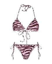 The Attico Zebra-Printed Two-Piece Bikini Set XL Pink
