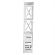 White Wooden Freestanding Bathroom Storage Cabinet Organizer with Multi-Tiered Shelves and Water- Coating for Bathroom Essentials​