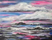 ORIGINAL PAINTING ✨Acrylic Hand-Painted On Canvas. Coastal Ocean Landscape 11x14