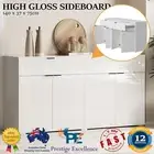 Sideboard Buffet Storage Cabinet High Gloss 4 Doors 2 Drawers Contemporary White