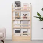 Kids Bookshelf 4-Tier - Space-Saving behind the Door Storage Shelf - Pine Wood T