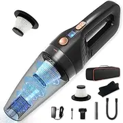 Handheld Vacuum Cordless Rechargeable,LAVEDGE 9Kpa Wet&Dry Powerful Suction Hand Vacuum,Mini Vacuum Cleaner with Replaceable HEPA Filter,Power Display Hand held Vacuuming for Home,Office,Car