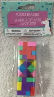3 x Geometry Puzzle Stationery Build Cube Star Color School Toy Eraser NIB #M