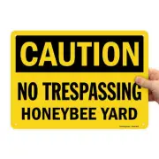 "Caution - No Trespassing Honeybee Yard" Sign | 10" x 14" Aluminum
