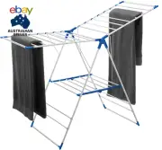 Clothes Drying Rack, with Sock Clips, Metal Laundry Rack, Foldable, Space-Saving