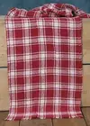 Table Runner 48 inch Barn Red & Cream Check Cotton Burlap Primitive Decor