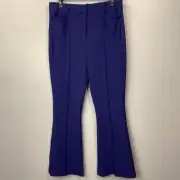 Reiss Dylan Flared Trousers Womens 14 Purple Ponte Stretch High Rise Dress Pants