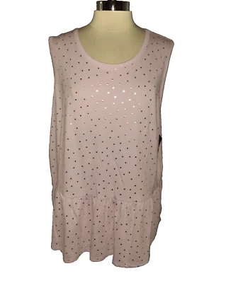 NEW LANE BRYANT Plus Size 3X 22W 24W Tank Top Shirt Purple Shiny Silver Dots