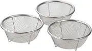 Shimomura 42510 Small Colander, 5.1 inches (13 cm), Set of 3, Made in Japan, Dishwasher-Safe, Prepare for Vegetables, Strainer Set, Stainless Steel, Tsubamesanjo