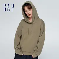 在飛比找蝦皮商城優惠-Gap 女裝 Logo帽T 碳素軟磨法式圈織系列-可可棕(4