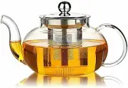 Glass Teapot Tea Infuser With Stainless Steel Infuser & Lid Loose Leaf Filter