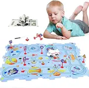 Puzzle Track Toy Vehicle Playset for Kids Age 3-6 Rail Airplane Slot Car Track Jigsaw Toy for Toddlers 3 4 5 6 Years Plastic Puzzle with Rail Car Educational Toy Puzzle with Vehicle for Kids 3-5