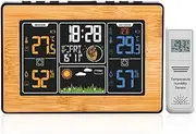 JSEIAJB Multi-Function Color Screen Weather Clock Indoor Outdoor Temperature Humidity Meter Forecast