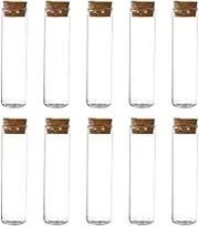 10pcs Empty Refillable Clear Borosilicate Glass Test Tubes Vial Jars Reagent Bottle with Cork Stoppers Leakproof Container Holder for Cosmetic Candy Tea 3X12CM