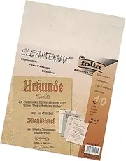 folia 951400 Elephant Skin Certificate Paper 10 Sheets 110 g/m² DIN A4 White Elegant Paper for Certificates and Menu