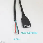 200pcs 0.3M/1ft Micro 5pin USB Female Jack 4 wires Power Pigtail Cable Cord DIY