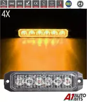 6 Led Amber Strobe Flashing Lights X4 Recovery Lightbar Mount Beacon 12-24V R65