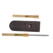 Eze-Lap M Round Sharpener 3-1/4 x 1/4" Shaft in Brass Handle,Pouch w/ Belt Loop