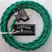 Green Cloth Covered Twisted Wire 8-foot Vintage Rewire Kit Lamp Cord - Pendant