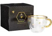 Ashdene Honey Bee Glass Double Wall Cup 350 mL