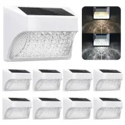 Solar Fence Deck Lights Outdoor 8 Pack Waterproof Dusk to Dawn Warm White/Coo...