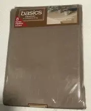 Benson Mills Basics Linen - Look Taupe Tablecloth 60" x 104" + 8 Napkins NWT