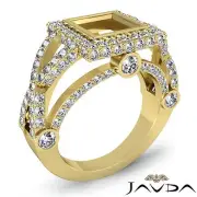 Diamond Engagement Halo Bezel Set 1.4Ct Ring Princess Semi Mount 14k Yellow Gold