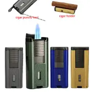 Lubinski Torch Cigar Lighter 3 Jet Flame Butane Cigar Needle Punch Holder Gift