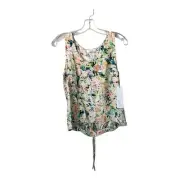 Parker Top Womens One Size Colorful 100% Silk Floral Open Back Tie Vacation Boho