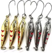 6Pcs Hard Fishing Lures Spoon Lures Gold Silver Metal Fishing Lure with Sharp Hooks Fishing Tackle Lure for Huge Distance Casts and Wild Action 3 g Multicolor 3 g x 6
