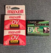 2 Pack Maxell 60 Min Mini DV Cassette + 1 Fujifilm DVC SEALED BRAND NEW