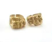 Punch Skull Adjustable Ring Raw Brass (19mm 9US inner size) 964