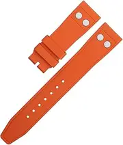 [KAVJU] 20mm Nature Fluororubber FKM Rubber With Rivet Watchband For IWC Big Pilot Mark Portugieser Soft Wristband
