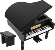 VINTORKY Box Empty Music Box Piano Accessories Wooden Piano Model Birthday Present for Music Mechanism with Bench and Metal Pedal Black Aluminum Alloy