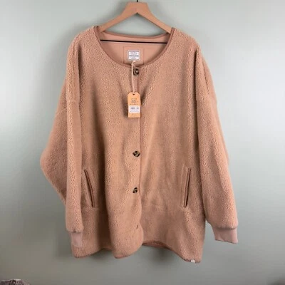 Fat Face NWT Jericho Fleece Jacket Cardigan Size UK 24 Lined Pockets Rust Brown
