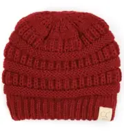 Kids Red Fuzzy Lined Authentic C.C Exclusives Beanie Hat NWT In pkg