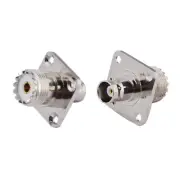 10-Pack BNC Female to UHF SO-239 Female 4 Hole Flange Mount Connector Adapter