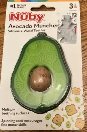 Nuby Silicone Avocado Teether w/ Spinning Wood Seed
