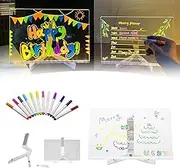 Kivvy Magic Board, Kivvy - Magicboard, Magicboard Where Creativity Lights Up, Luminous DIY Acrylic Message Board, with Stand ＆ 12 Markers for Planning, Travel, Drawing (5.9 * 5.9in)