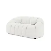 Trina Two Seater Boucle Sofa with Ball Pillows - Cream White