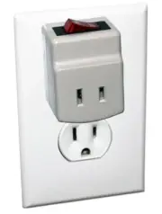 1-Port Wall Outlet 2-Prong AC Power Adapter with Lighted On/Off Switch