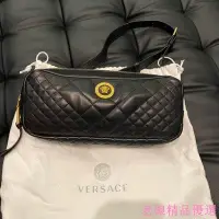 在飛比找Yahoo!奇摩拍賣優惠-品 VERSACE 凡賽斯 女神頭 頂級黑牌 logo 牛皮