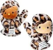 [Lotsdonxia] Winter Thermal Gloves – Stylish & Cosy Cold Weather Essentials Leopard Print Warm Knit Gloves for Running, Skiing & Outdoor Activities, Multicolor, One Size