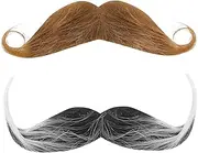 False Beard Props 2pcs Halloween Mustache Material Skin-Friendly Easy to Wear