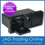 BLACK DELUXE RECESSED STORAGE BOAT GLOVE BOX WITH DRINK HOLDERS & LOCK - Caravan