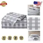 Machine Washable Twin Sheet Set - 200 Thread Count Cotton Percale - Plaid Design