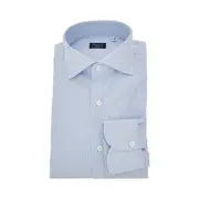 [FINAMORE] FINAMORE 'Milano' jacquard cotton shirt Man 40 40 Blue